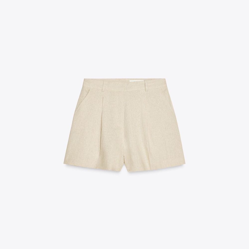 High Waisted Linen Shorts Zara
